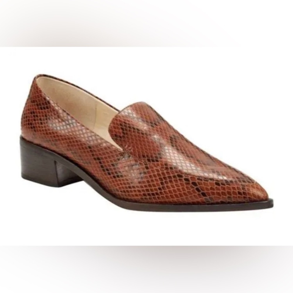 Vince Camuto Satillie Snakeskin Heeled Loafers Size 10 M Heel Height 1.5”